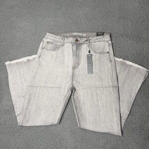 Tractr Jeans Womens Gray Denim Slim Fit High Rise Corp Slit‎ Distressed Hem 8/29